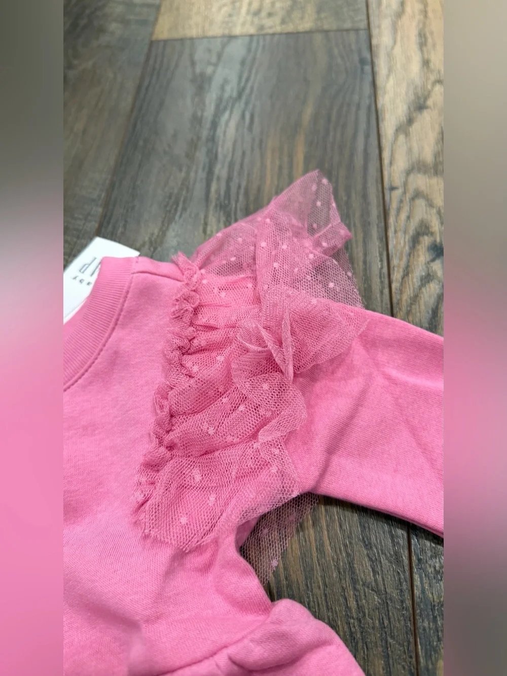 Baby Gap Girls Pink Tulle Trim Sweatshirt Dress Size 6-12 Months, NEW